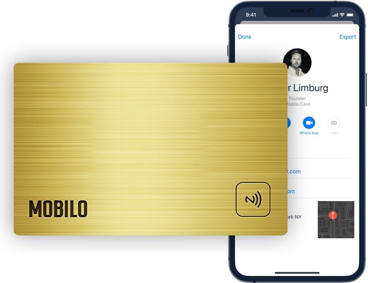 Mobilo Digital Business Card - Tap, Share, Connect - No App Required - Android & Smart Phone - Gold Metal Card - Image 1